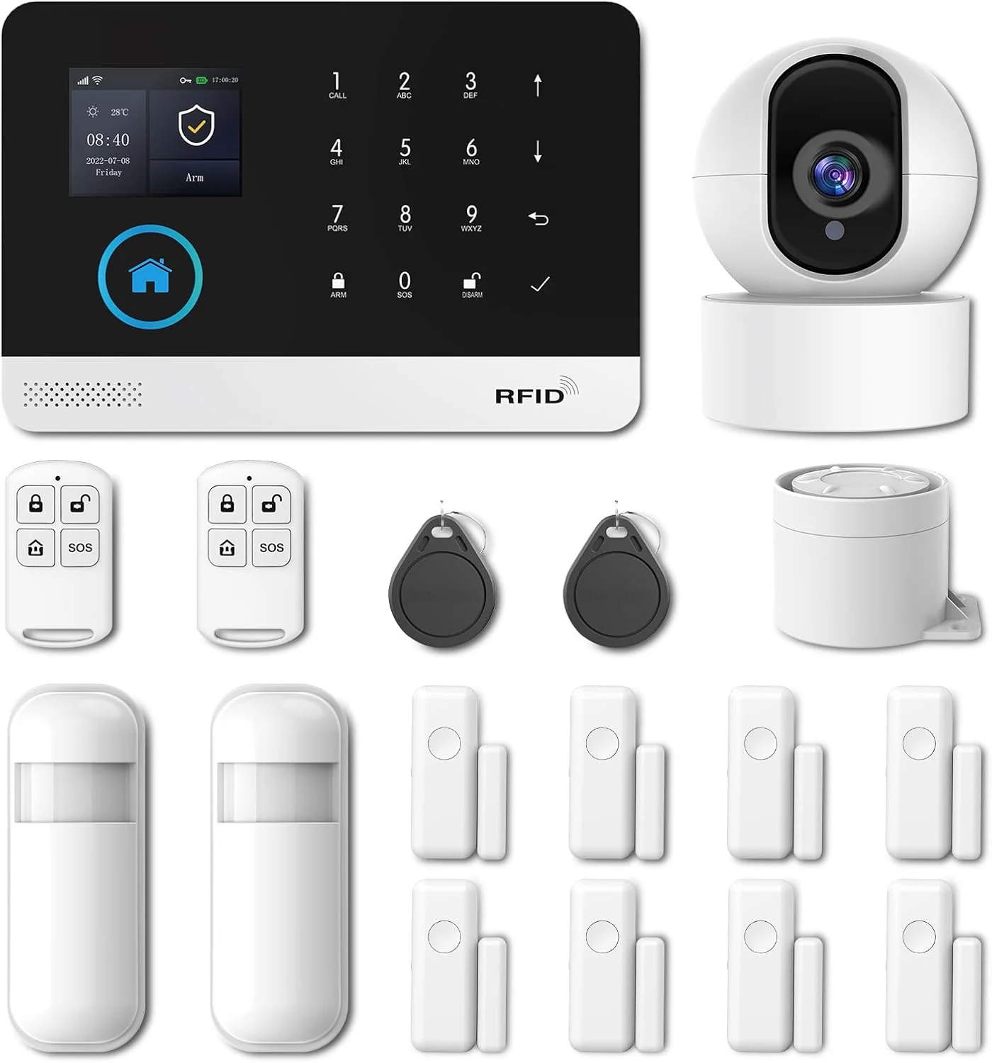 Sistema de Alarma doméstica inalámbrica WiFi GSM - 17 Piezas