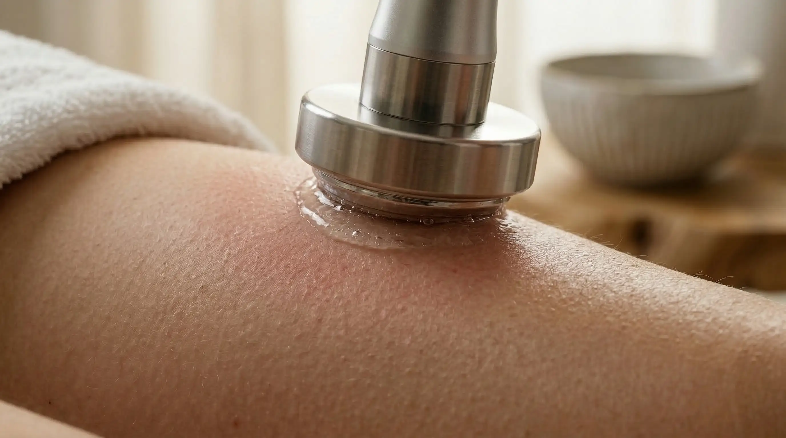 Uso de radiofrecuencia corporal con gel conductor profesional