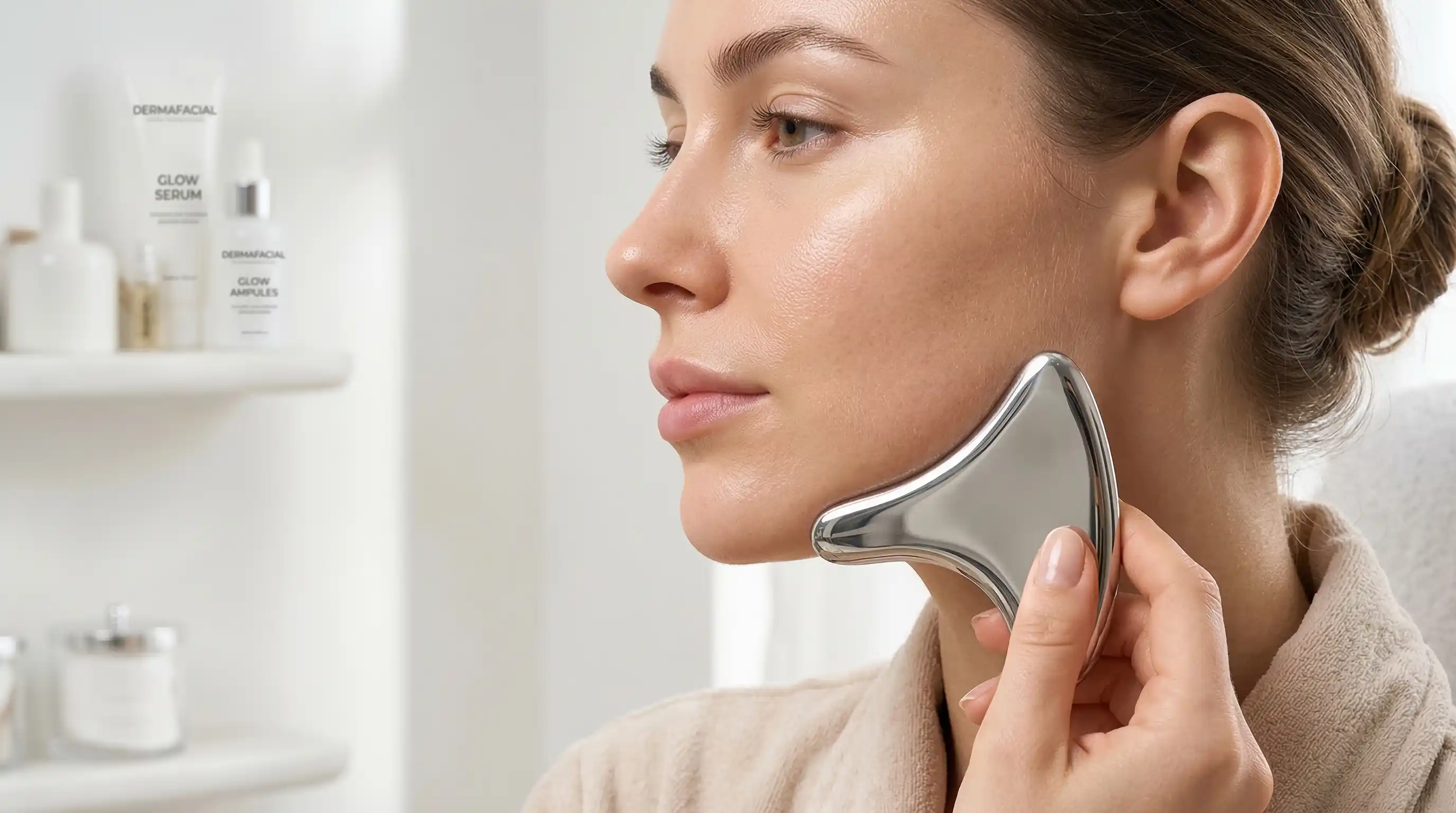 Gua Sha de acero para mandíbula definida