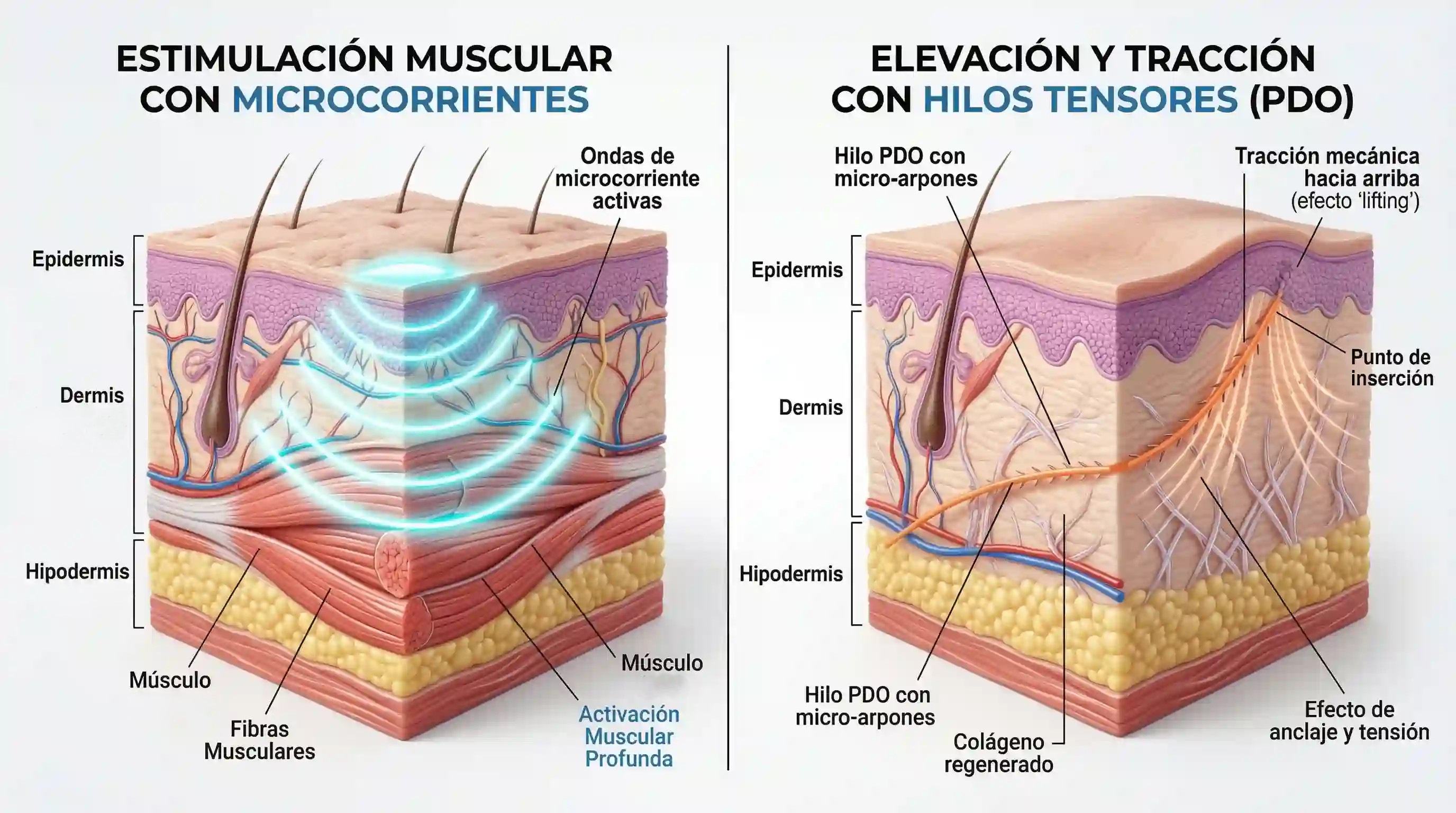Imagen ilustrativa sobre hilos tensores vs microcorriente facial: ¿cuál conviene por precio?