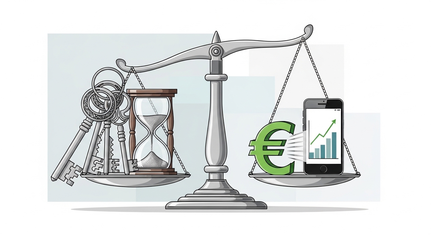Infografía comparativa de gestión de tiempo y ahorro de costes entre llaves tradicionales y cerraduras inteligentes para anfitriones de Airbnb