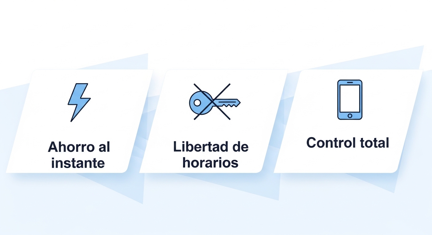 Propietario de vivienda turística gestionando el consumo eléctrico y accesos de su apartamento desde una tablet de forma remota.