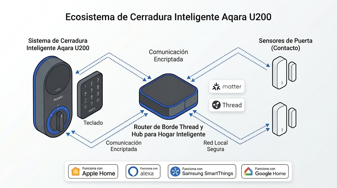 Esquema de conectividad Matter y Thread en el hogar